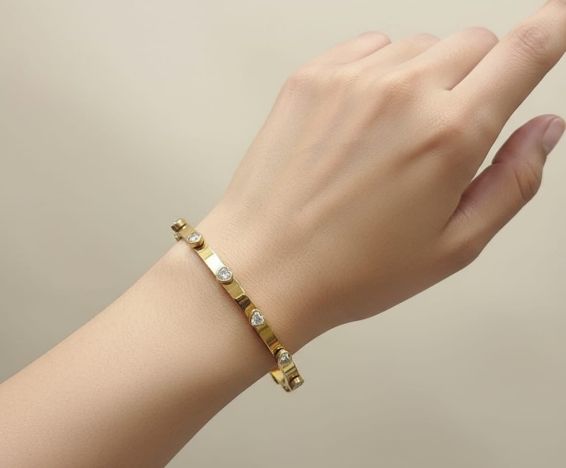 Golden Heart Diamond Bangle