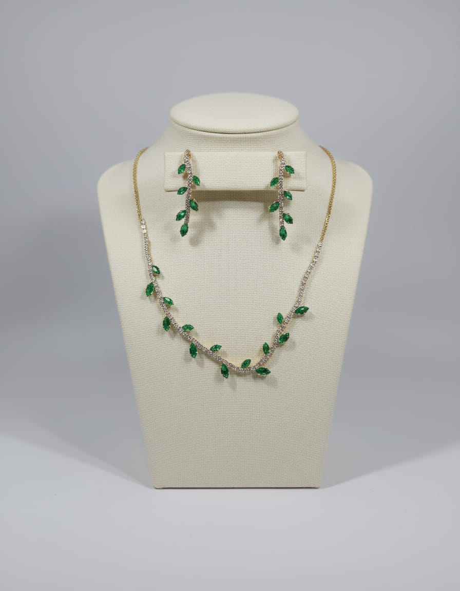 Emerald Bloom Necklace & Earrings