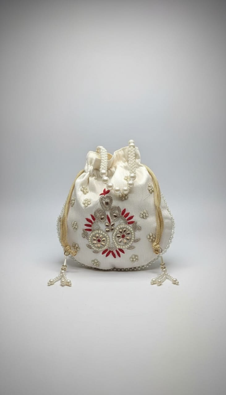 Pearl Potli - White