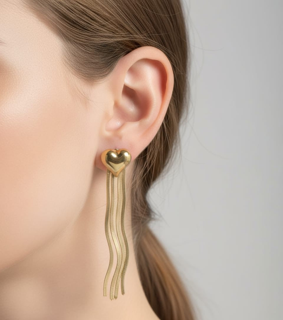 Golden Heart Cascade Earrings