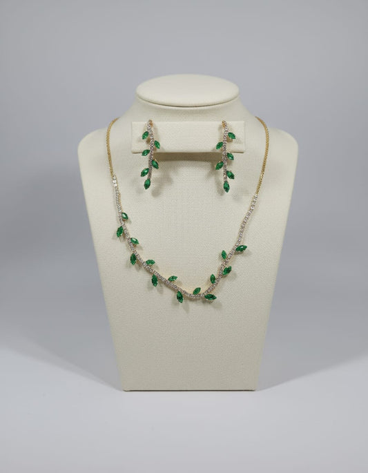 Emerald Bloom Necklace & Earrings