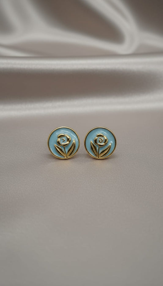 Gold-Tone Bloom Studs with Pastel Enamel Finish (4 Colours)