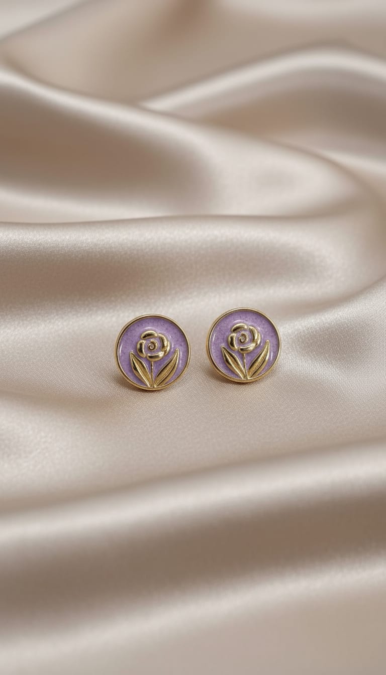 Gold-Tone Bloom Studs with Pastel Enamel Finish (4 Colours)