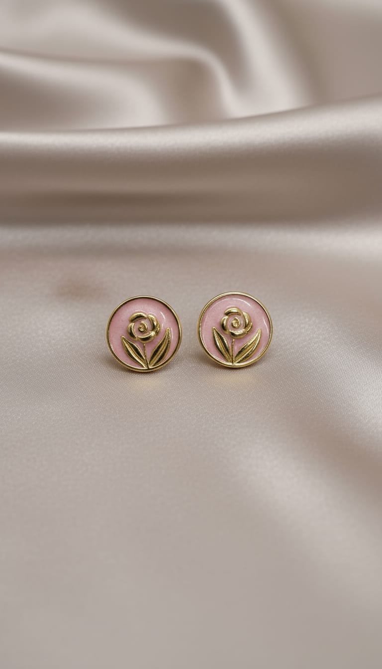 Gold-Tone Bloom Studs with Pastel Enamel Finish (4 Colours)