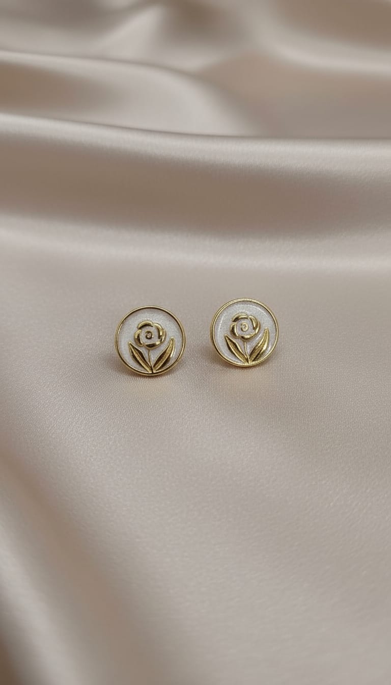 Gold-Tone Bloom Studs with Pastel Enamel Finish (4 Colours)