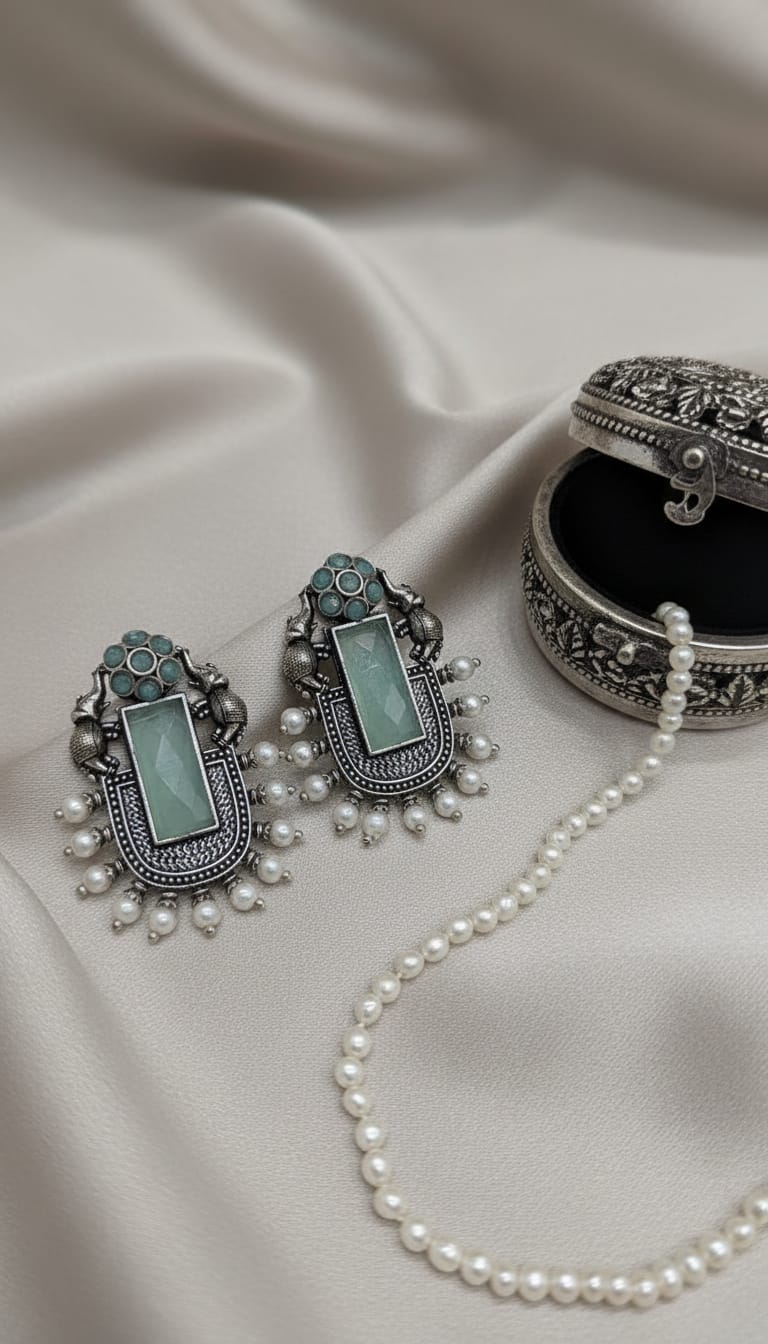 Regal Mint & Pearl Ethnic Drops