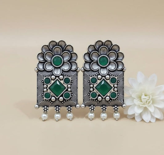 Green Stone Heritage Earrings