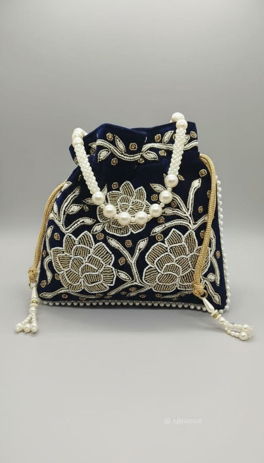 Pearl Potli - Navy Blue