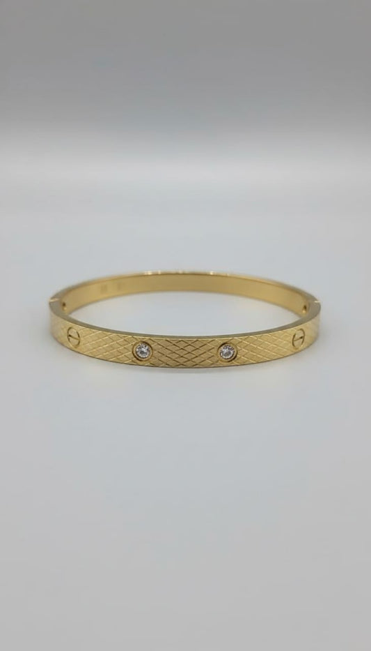 Classic Textured Diamond-Stud Bangle