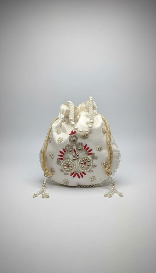 Pearl Potli - White