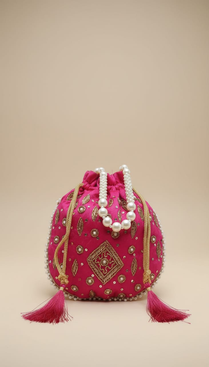 Round Potli - Dark Pink