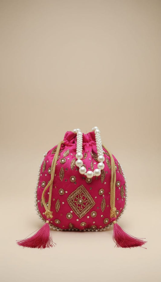 Round Potli - Dark Pink