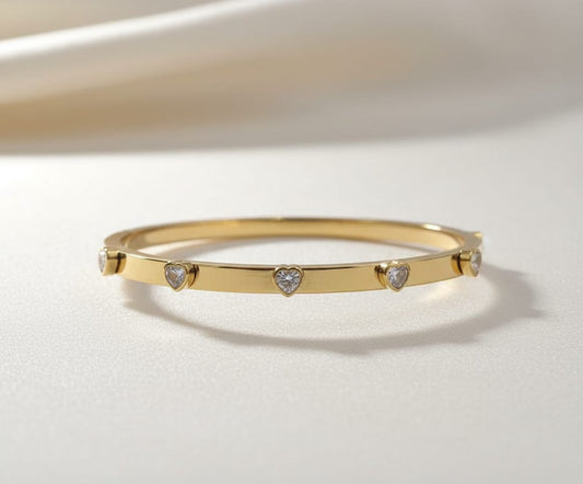 Golden Heart Diamond Bangle