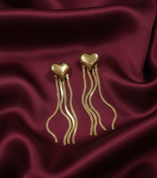 Golden Heart Cascade Earrings