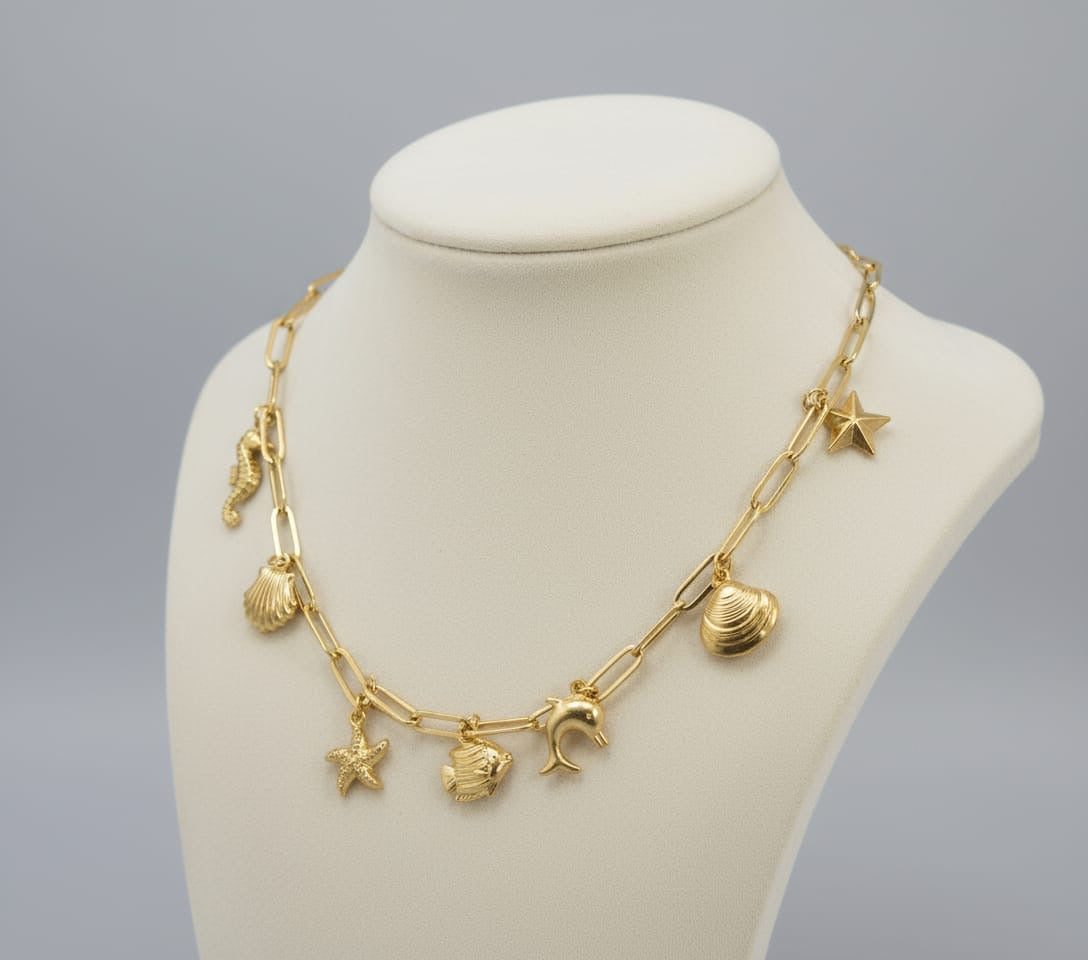 Golden Ocean Charms Necklace