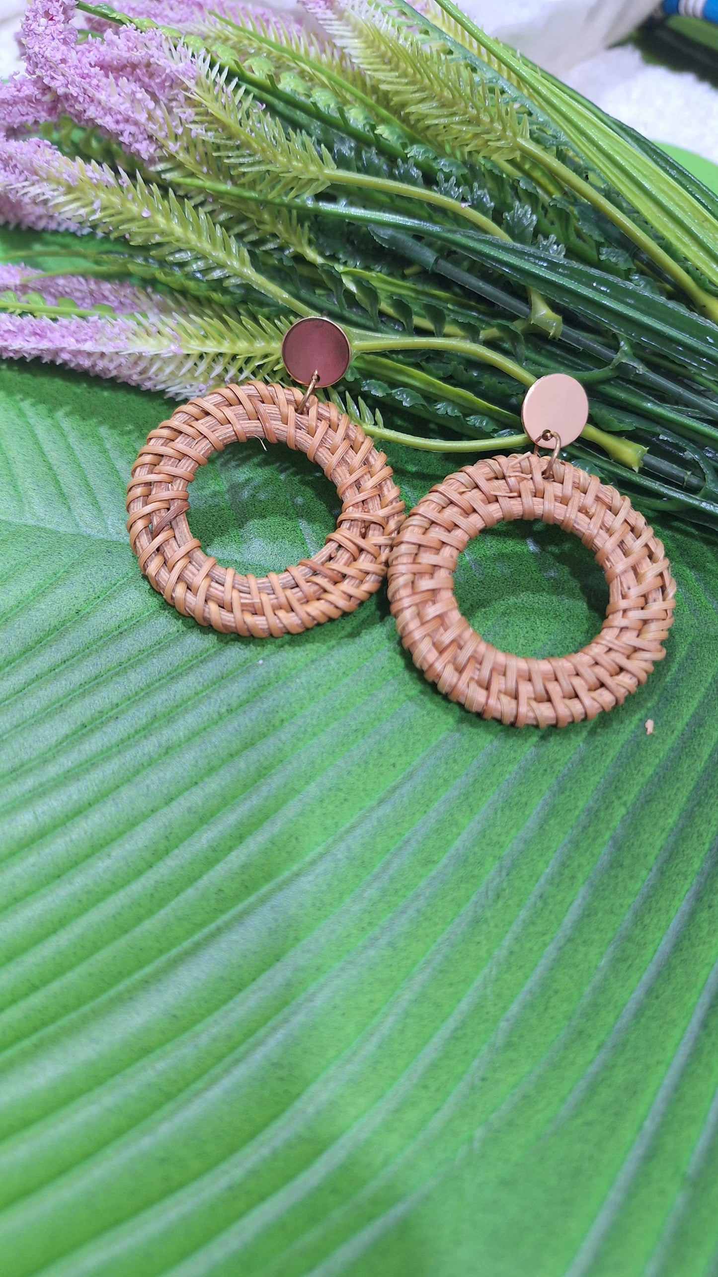 Round cane earring