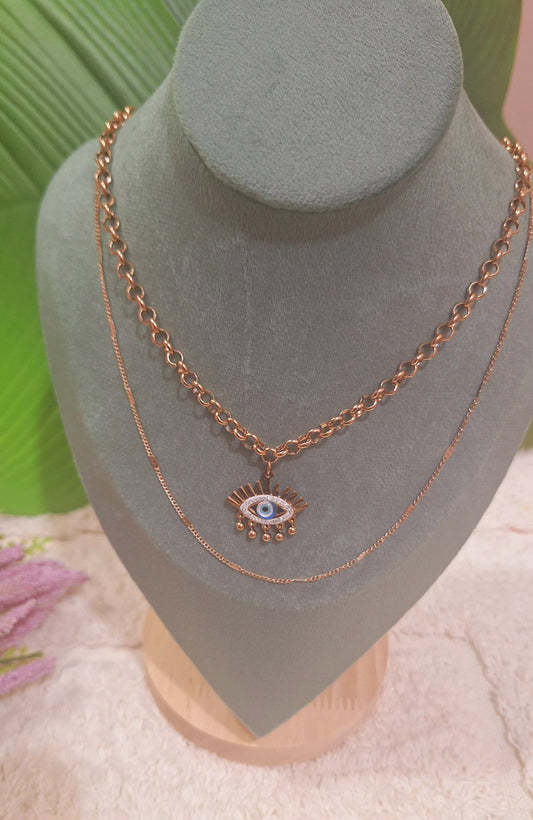 Evil eye layered necklace